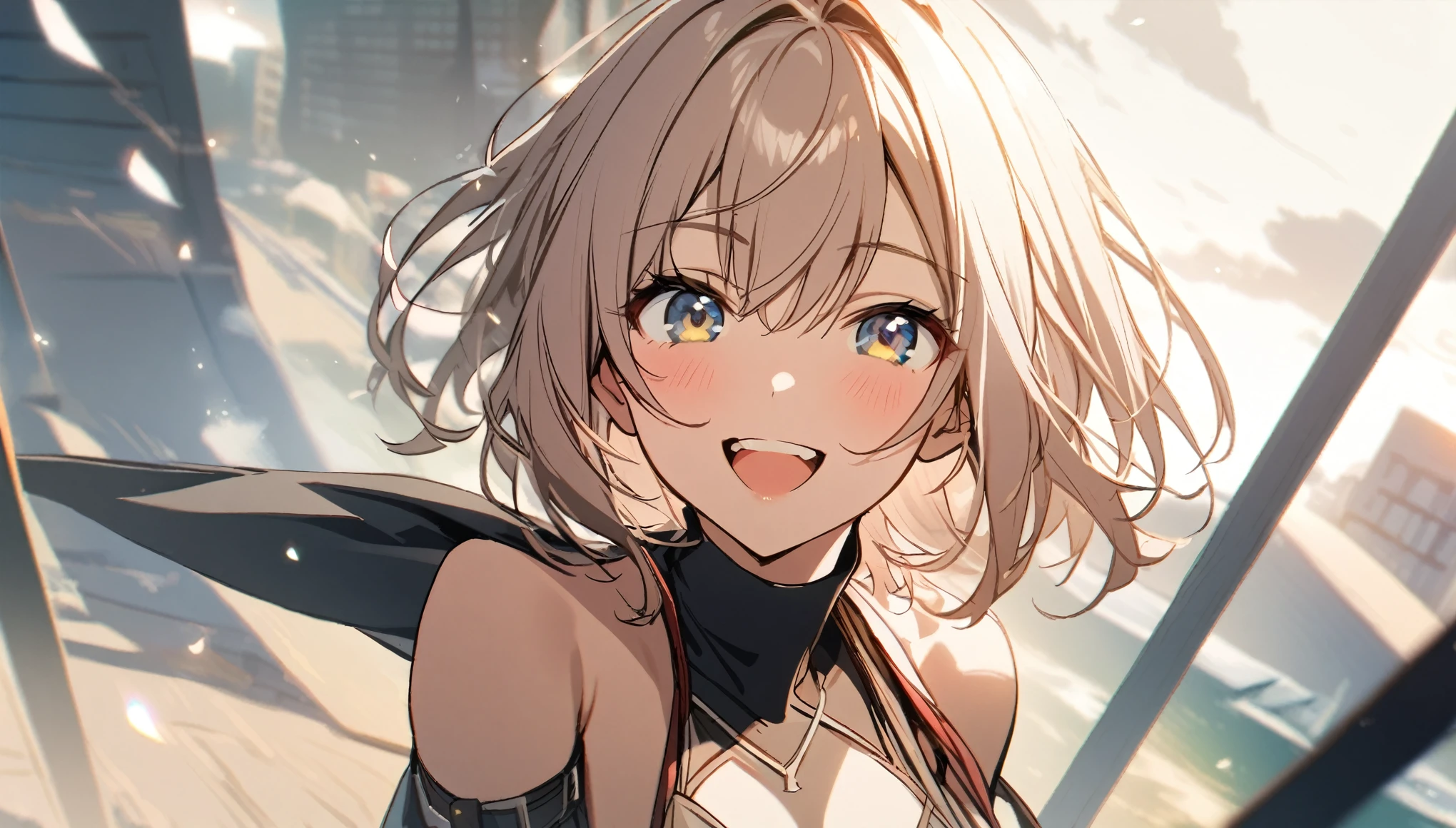 1 girl, smile