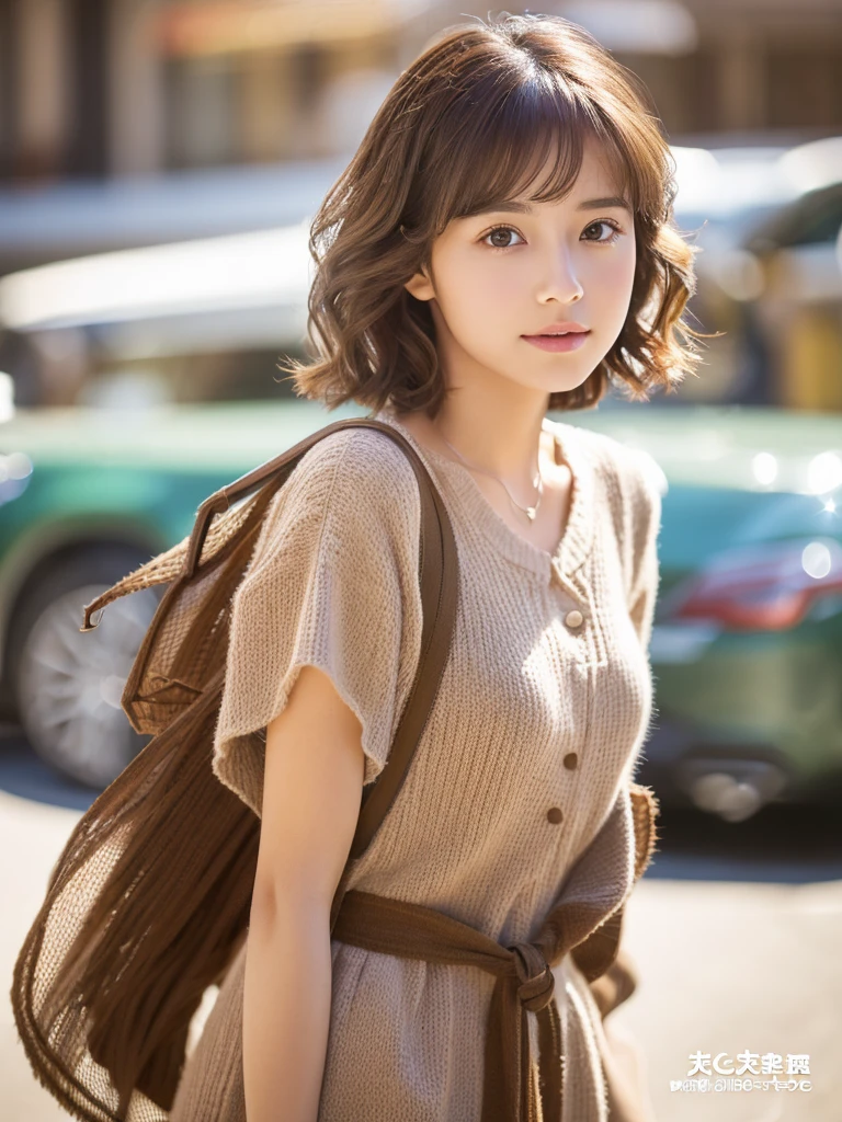 (realistic、highest resolution:1.3),girl with perfect body 1, beautiful face,Short wavy hair,brown eyes,at cafe