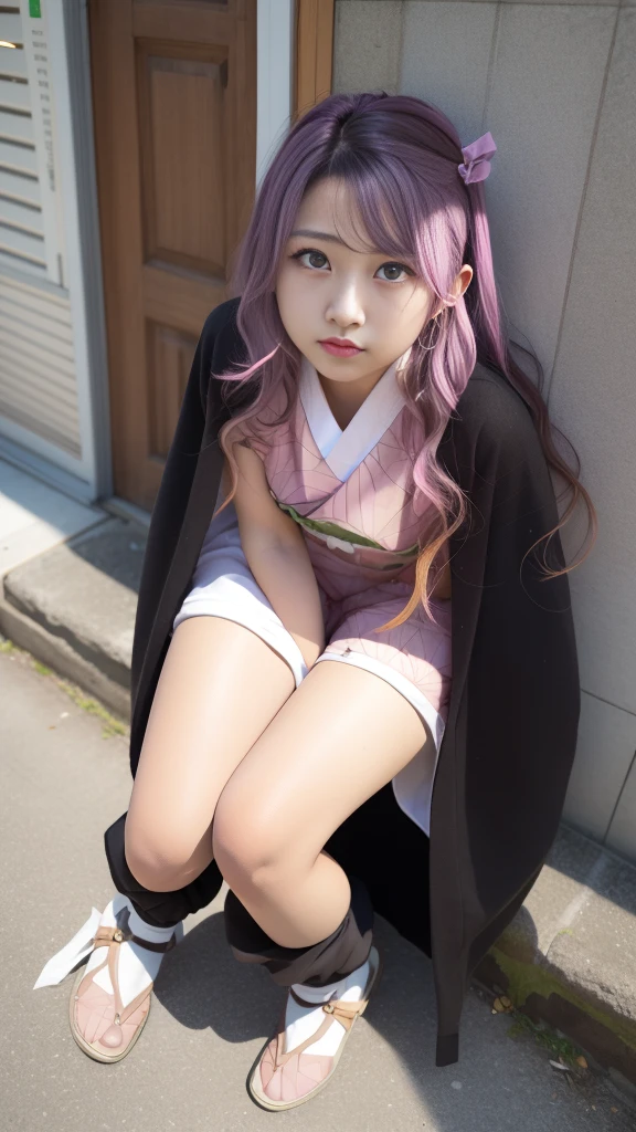 Cute Japanese woman, (), (Very cute face: 1.3), White moisturized skin,
BREAK,
Fighter, Kung Fu fighter, Idol,
BREAK,
(Wearing cute kimono: 1.3), (Very revealing kimono), Very large earrings, Short length,
BREAK,
(Long hair), (Bangs: 1.2), (Black hair), (Wavy hair), (Gradient pink hair: 1.3), (Red tips),
BREAK,
(Realistic: 1.3), Masterpiece, Perfect lighting, (Ultra high resolution), (8K), (Very detailed: 1.4), (From the front), Looking at the camera, Melancholic expression, (Full body),
BREAK,
(Japanese city streets: 1.2), Tokyo Tower in Japan background,
BREAK,
(Demon Slayer: 1.4),
BREAK,
(Hellfire: 1.2), Demon, (Flame: 1.2)