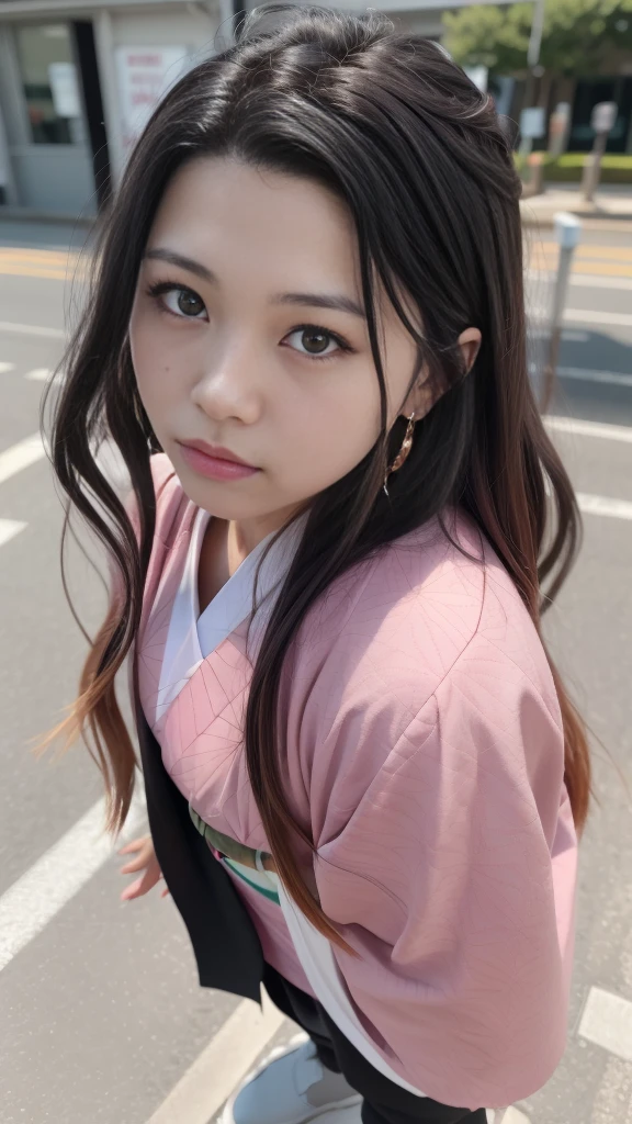 Cute Japanese woman, (), (Very cute face: 1.3), White moisturized skin,
BREAK,
Fighter, Kung Fu fighter, Idol,
BREAK,
(Wearing cute kimono: 1.3), (Very revealing kimono), Very large earrings, Short length,
BREAK,
(Long hair), (Bangs: 1.2), (Black hair), (Wavy hair), (Gradient pink hair: 1.3), (Red tips),
BREAK,
(Realistic: 1.3), Masterpiece, Perfect lighting, (Ultra high resolution), (8K), (Very detailed: 1.4), (From the front), Looking at the camera, Melancholic expression, (Full body),
BREAK,
(Japanese city streets: 1.2), Tokyo Tower in Japan background,
BREAK,
(Demon Slayer: 1.4),
BREAK,
(Hellfire: 1.2), Demon, (Flame: 1.2)