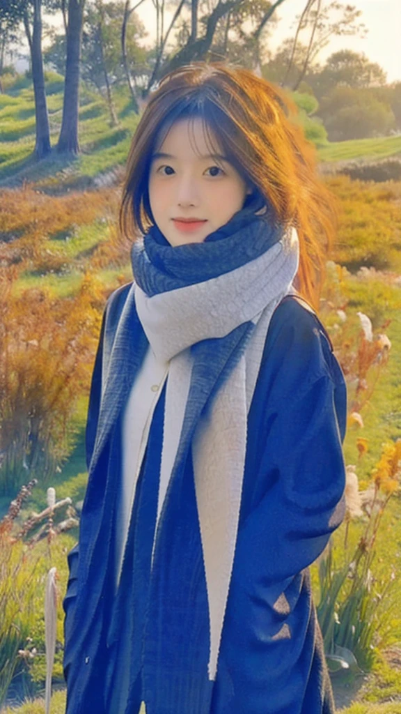 8k, Highest quality, masterpiece, Realistic, Super detailed, photo Realistic, Improvement of quality,
Photo of a girl standing in a field wearing a scarf, Natural Beauty, Close-up shot,naked