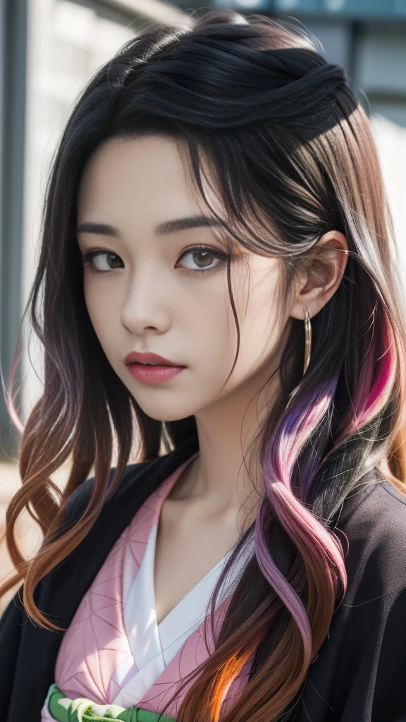 Cute Japanese woman, (16 years old), (Very cute face: 1.3), White moisturized skin,
BREAK,
Fighter, Kung Fu fighter, Idol,
BREAK,
(Wearing cute kimono: 1.3), (Very revealing kimono), Very large earrings, Short length,
BREAK,
(Long hair), (Bangs: 1.2), (Black hair), (Wavy hair), (Gradient pink hair: 1.3), (Red tips),
BREAK,
(Realistic: 1.3), Masterpiece, Perfect lighting, (Ultra high resolution), (8K), (Very detailed: 1.4), (From the front), Looking at the camera, Melancholic expression, (Full body),
BREAK,
(Japanese city streets: 1.2), Tokyo Tower in Japan background,
BREAK,
(Demon Slayer: 1.4),
BREAK,
(Hellfire: 1.2), Demon, (Flame: 1.2)