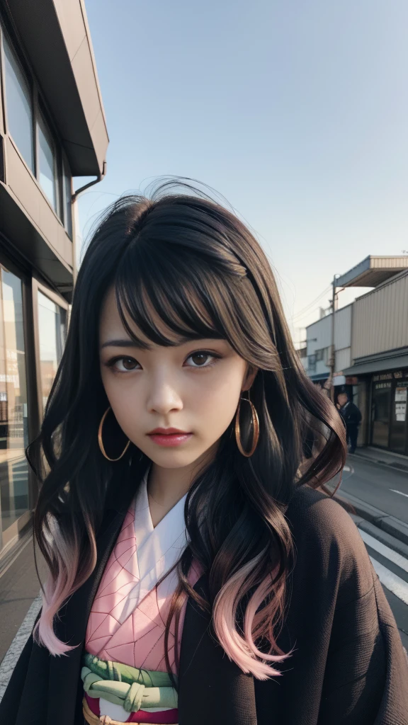 Cute Japanese woman, (16 years old), (Very cute face: 1.3), White moisturized skin,
BREAK,
Fighter, Kung Fu fighter, Idol,
BREAK,
(Wearing cute kimono: 1.3), (Very revealing kimono), Very large earrings, Short length,
BREAK,
(Long hair), (Bangs: 1.2), (Black hair), (Wavy hair), (Gradient pink hair: 1.3), (Red tips),
BREAK,
(Realistic: 1.3), Masterpiece, Perfect lighting, (Ultra high resolution), (8K), (Very detailed: 1.4), (From the front), Looking at the camera, Melancholic expression, (Full body),
BREAK,
(Japanese city streets: 1.2), Tokyo Tower in Japan background,
BREAK,
(Demon Slayer: 1.4),
BREAK,
(Hellfire: 1.2), Demon, (Flame: 1.2)