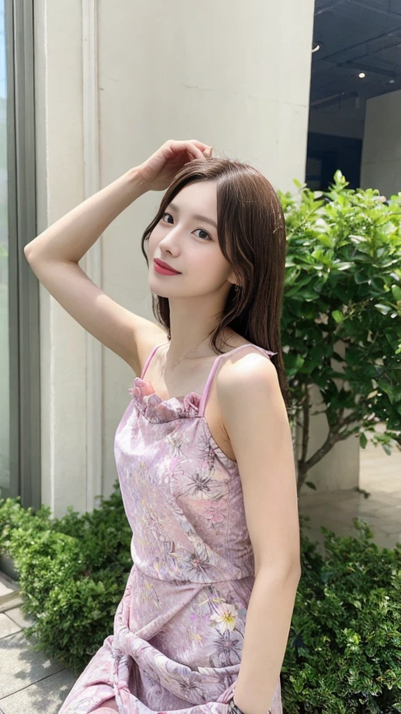 (8k、Raw photography、top-quality、masterpiece:1.2)、32K、ultra res、fully body photo、(Composition from the knee up:2.0)、medium distance shot、body facing forward:2.0、Full body portrait、rialistic photo、((Pink Floral Camisole Long Dress:1.6))、(realisitic、Photorealsitic:1.37)、超A high resolution、depth of fields、Soft lighting、Caustics、CANON EOS、masterpiece、Ultra-detail、pylons、(8k、Raw photography、top-quality、masterpiece:1.2)、32K、ultra res、rialistic photo、(realisitic、Photorealsitic:1.37)、超A high resolution、depth of fields、Caustics、CANON EOS、masterpiece、Ultra-detail、fully body photo、1girl in、solo、in poolside、Slender Abs、flat breast、、Bust 70 cm、Hip 82 cm、Slender body、big breasts thin waist、The crotch is clear、tiny chest、small hip、Model grade ratio、Vibrant poses、Super cute full body photo、1girl in、Long hair swaying in the wind:1.4、is standing、in poolside、Slender Abs、Waist 52 cm、flat breast、、Bust 70 cm、Hip 82 cm、Slender body、big breasts thin waist、tiny chest、small hip、Model grade ratio、Vibrant poses、Super Cute