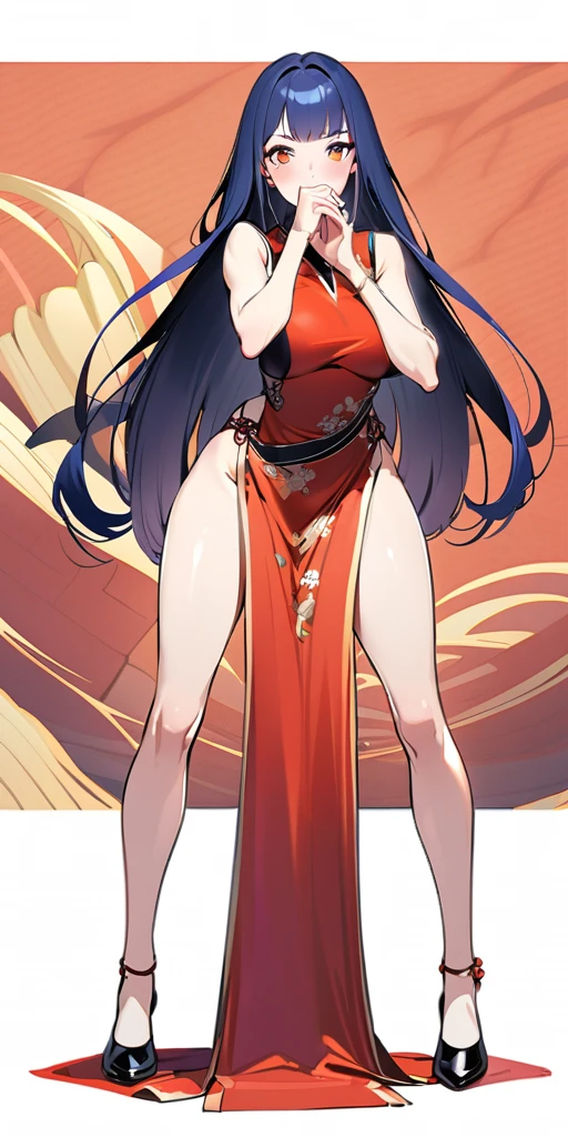 ((Highest quality、masterpiece、Anime Style、Highest quality、High resolution、8k、detailed、ultra-detailed:1.3))、Long legs、Sharp focus:1.2, Beautiful woman with perfect figure:1.4、(smile:1.2), double eyelid、30-year-old woman、Sexy pose、((((Shut your mouth.、One Woman、Chinese clothing:1.5)))),The background is another world