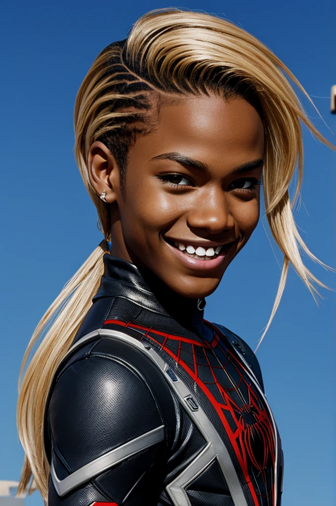 Miles morales with blond tips and braces