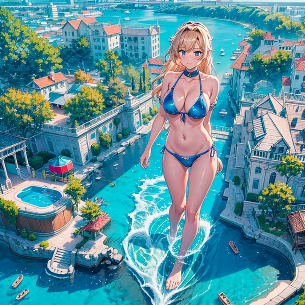 ((View from above)) female giant giant girl giantess Bikini Swimsuit Paola Big Breasts Cleavage Float Blue sky, public pool, valley between buildings, waves, splashing water a pool area at an amusement park with people playing in it near water slides, pool, outdoors, tree, day, cloud, scenery, sky, multiple girls, water Masterpiece Unreal Engine Beautiful picture 4k,Pixel art nude 90's chest buttocks
