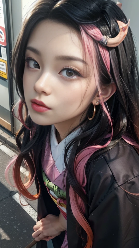 Cute Japanese woman, (16 years old), (Very cute face: 1.3), White moisturized skin,
BREAK,
Fighter, Kung Fu fighter, Idol,
BREAK,
(Wearing cute kimono: 1.3), (Very revealing kimono), Very large earrings, Short length,
BREAK,
(Long hair), (Bangs: 1.2), (Black hair), (Wavy hair), (Gradient pink hair: 1.3), (Red tips),
BREAK,
(Realistic: 1.3), Masterpiece, Perfect lighting, (Ultra high resolution), (8K), (Very detailed: 1.4), (From the front), Looking at the camera, Melancholic expression, (Full body),
BREAK,
(Japanese city streets: 1.2), Tokyo Tower in Japan background,
BREAK,
(Demon Slayer: 1.4),
BREAK,
(Hellfire: 1.2), Demon, (Flame: 1.2)