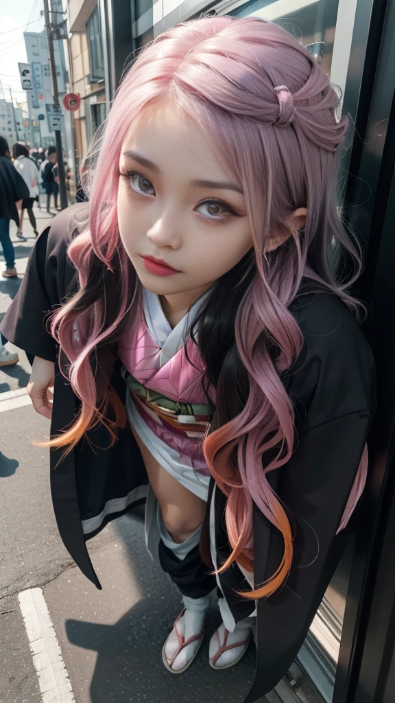Cute Japanese woman, (), (Very cute face: 1.3), White moisturized skin,
BREAK,
Fighter, Kung Fu fighter, Idol,
BREAK,
(Wearing cute kimono: 1.3), (Very revealing kimono), Very large earrings, Short length,
BREAK,
(Long hair), (Bangs: 1.2), (Black hair), (Wavy hair), (Gradient pink hair: 1.3), (Red tips),
BREAK,
(Realistic: 1.3), Masterpiece, Perfect lighting, (Ultra high resolution), (8K), (Very detailed: 1.4), (From the front), Looking at the camera, Melancholic expression, (Full body),
BREAK,
(Japanese city streets: 1.2), Tokyo Tower in Japan background,
BREAK,
(Demon Slayer: 1.4),
BREAK,
(Hellfire: 1.2), Demon, (Flame: 1.2)