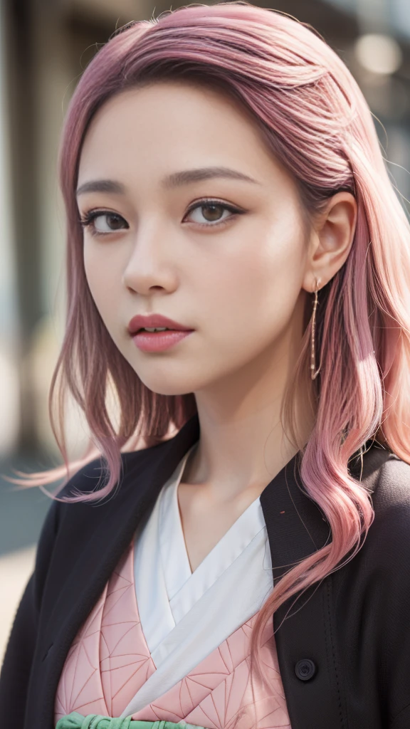 Cute Japanese woman, (16 years old), (Very cute face: 1.3), White moisturized skin,
BREAK,
Fighter, Kung Fu fighter, Idol,
BREAK,
(Wearing cute kimono: 1.3), (Very revealing kimono), Very large earrings, Short length,
BREAK,
(Long hair), (Black hair), (Wavy hair), (Gradient pink hair: 1.3), (Red hair at the ends),
BREAK,
(Realistic: 1.3), Masterpiece, Perfect lighting, (Ultra high resolution), (8K), (Very detailed: 1.4), (From the front), Looking at the camera, Melancholic expression, (Full body),
BREAK,
(Japanese city streets: 1.2), Tokyo Tower in Japan background,
BREAK,
(Demon Slayer: 1.4),
BREAK,
(Hellfire: 1.3), Demon, (Flame: 1.3)
