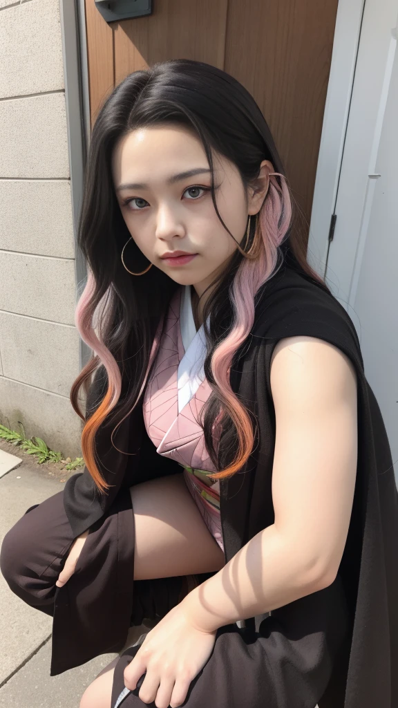 Cute Japanese woman, (), (Very cute face: 1.3), White moisturized skin,
BREAK,
Fighter, Kung Fu fighter, Idol,
BREAK,
(Wearing cute kimono: 1.3), (Very revealing kimono), Very large earrings, Short length,
BREAK,
(Long hair), (Black hair), (Wavy hair), (Gradient pink hair: 1.3), (Red hair at the ends),
BREAK,
(Realistic: 1.3), Masterpiece, Perfect lighting, (Ultra high resolution), (8K), (Very detailed: 1.4), (From the front), Looking at the camera, Melancholic expression, (Full body),
BREAK,
(Japanese city streets: 1.2), Tokyo Tower in Japan background,
BREAK,
(Demon Slayer: 1.4),
BREAK,
(Hellfire: 1.3), Demon, (Flame: 1.3)