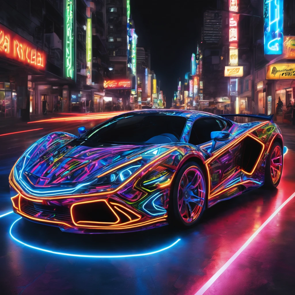 super car xenon neon, photo real