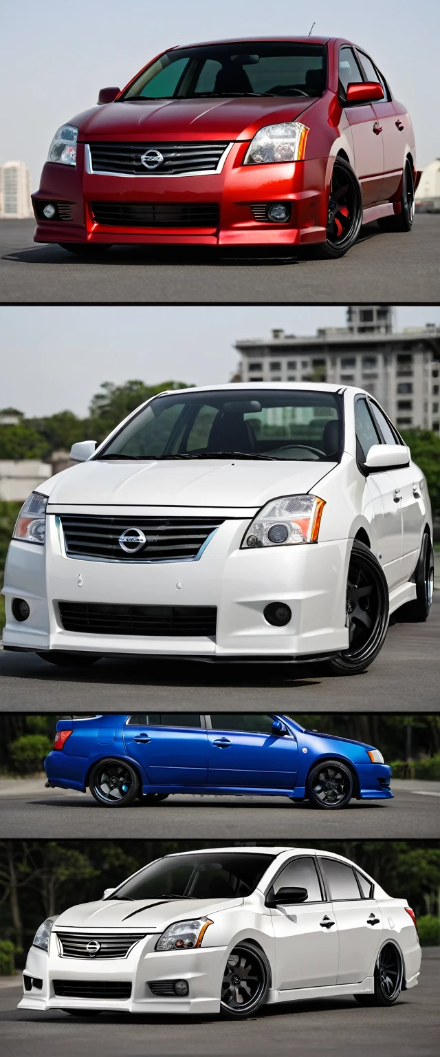 What would a Nissan Sentra sedan look like, model 2008, customized as a road rat, with the body unpainted and with paint residue