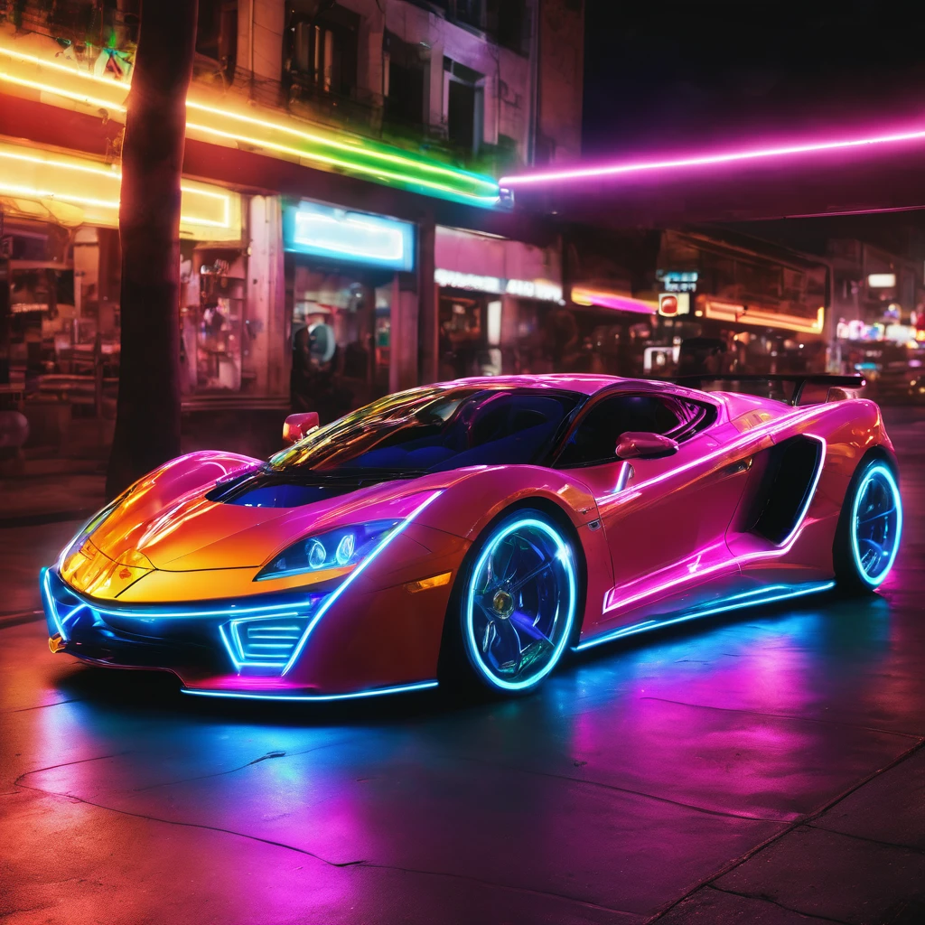 super car xenon neon, photo real