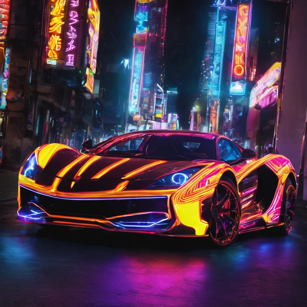 super car xenon neon, photo real