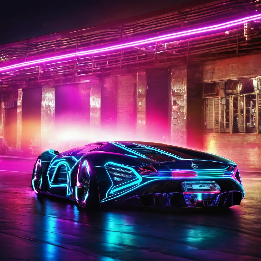 super car xenon neon, photo real