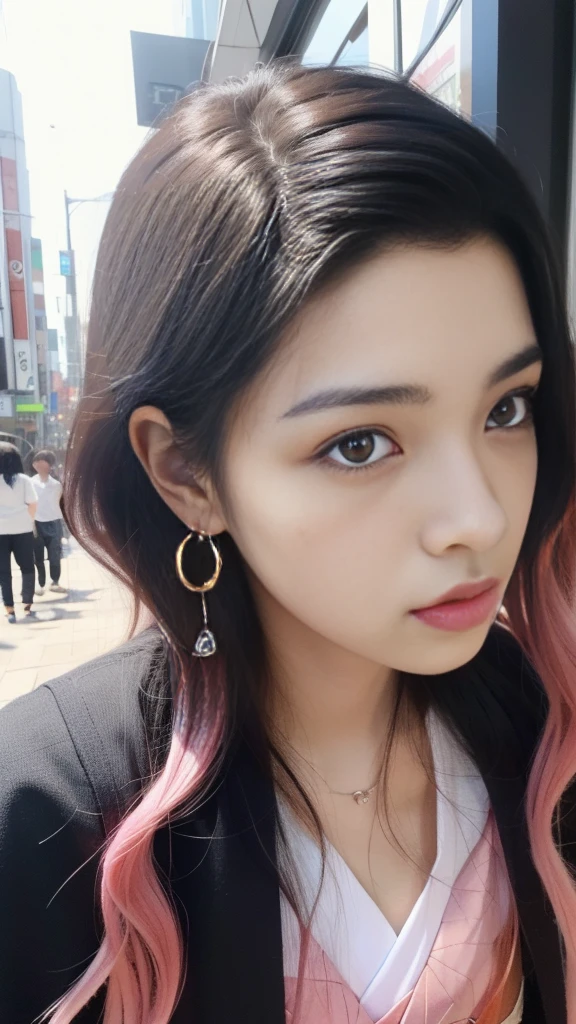 Cute Japanese woman, (), (Very cute face: 1.3), White moisturized skin,
BREAK,
Fighter, Kung Fu fighter, Idol,
BREAK,
(Wearing cute kimono: 1.3), (Very revealing kimono), Very large earrings, Short length,
BREAK,
(Long hair), (Black hair), (Wavy hair), (Gradient pink hair: 1.3), (Red hair at the ends),
BREAK,
(Realistic: 1.3), Masterpiece, Perfect lighting, (Ultra high resolution), (8K), (Very detailed: 1.4), (From the front), Looking at the camera, Melancholic expression, (Full body),
BREAK,
(Japanese city streets: 1.2), Tokyo Tower in Japan background,
BREAK,
(Demon Slayer: 1.4),
BREAK,
(Hellfire: 1.3), Demon, (Real flames: 1.3)