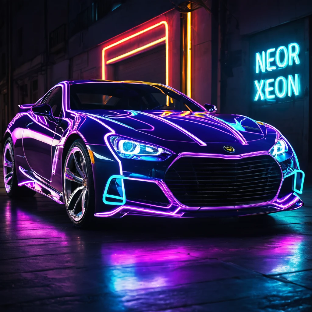 super car xenon neon, photo real