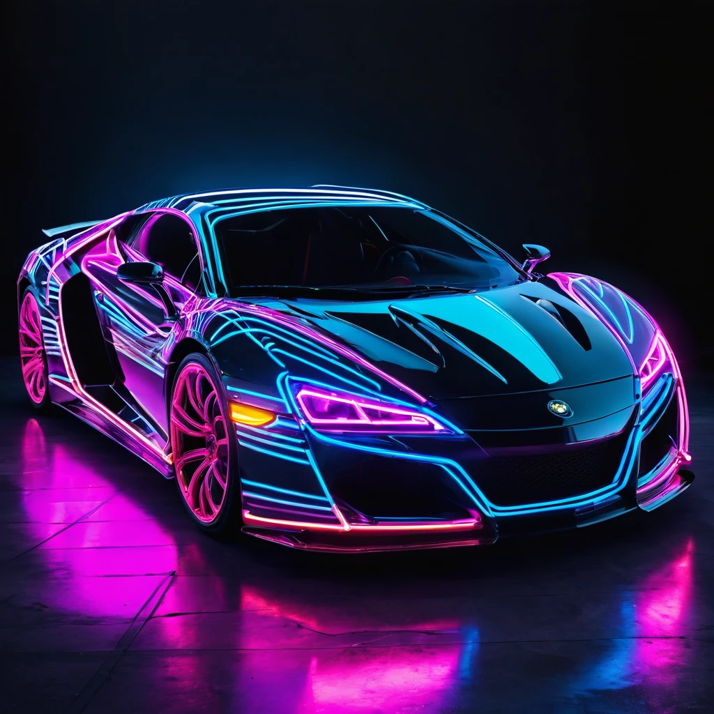 super car xenon neon, photo real