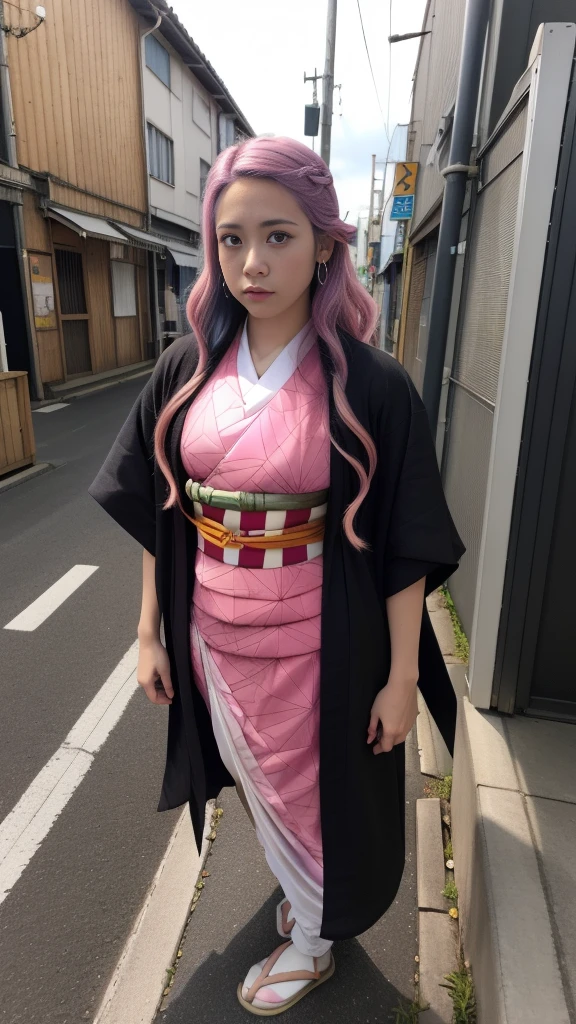 Cute Japanese woman, (), (Very cute face: 1.3), White moisturized skin,
BREAK,
Fighter, Kung Fu fighter, Idol,
BREAK,
(Wearing cute kimono: 1.3), (Very revealing kimono), Very large earrings, Short length,
BREAK,
(Long hair), (Black hair), (Wavy hair), (Gradient pink hair: 1.3), (Red hair at the ends),
BREAK,
(Realistic: 1.3), Masterpiece, Perfect lighting, (Ultra high resolution), (8K), (Very detailed: 1.4), (From the front), Looking at the camera, Melancholic expression, (Full body),
BREAK,
(Japanese city streets: 1.2), Tokyo Tower in Japan background,
BREAK,
(Demon Slayer: 1.4),
BREAK,
(Hellfire: 1.3), Demon, (Real flames: 1.3)