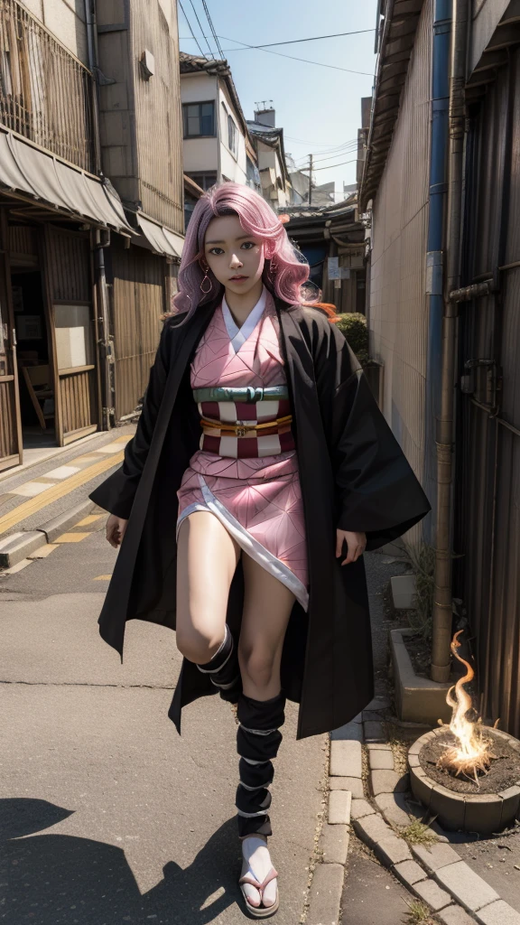 Cute Japanese woman, (), (Very cute face: 1.3), White moisturized skin,
BREAK,
Fighter, Kung Fu fighter, Idol,
BREAK,
(Wearing cute kimono: 1.3), (Very revealing kimono), Very big earrings, Short length,
BREAK,
(Long hair), (Gray hair), (Wavy hair), (Gradient pink hair: 1.3), (Red hair at the ends),
BREAK,
(Realistic: 1.3), Masterpiece, Perfect lighting, (Ultra high resolution), (8K), (Very detailed: 1.4), (From the front), Looking at the camera, Melancholic expression, (Full body),
BREAK,
(Japanese city streets: 1.2), Tokyo Tower in Japan background,
BREAK,
(Demon Slayer: 1.4),
BREAK,
(Hellfire: 1.3), Demon, (Real flames: 1.3)