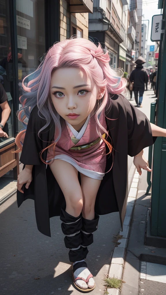 Cute Japanese woman, (16 years old), (Very cute face: 1.3), White moisturized skin,
BREAK,
Fighter, Kung Fu fighter, Idol,
BREAK,
(Wearing cute kimono: 1.3), (Very revealing kimono), Very big earrings, Short length,
BREAK,
(Long hair), (Gray hair), (Wavy hair), (Gradient pink hair: 1.3), (Red hair at the ends),
BREAK,
(Realistic: 1.3), Masterpiece, Perfect lighting, (Ultra high resolution), (8K), (Very detailed: 1.4), (From the front), Looking at the camera, Melancholic expression, (Full body),
BREAK,
(Japanese city streets: 1.2), Tokyo Tower in Japan background,
BREAK,
(Demon Slayer: 1.4),
BREAK,
(Hellfire: 1.3), Demon, (Real flames: 1.3)