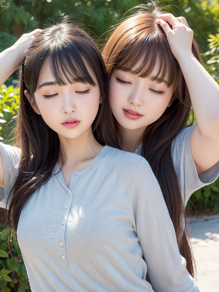 Highest quality、masterpiece、8k、Very detailed、Realistic、One girl、Eyes closed、Mouth open and tongue out、I'm climaxing、Black Hair、Short Hair、Small face、Slender、(Saggy big breasts:1.2)、Thin and beautiful legs、narrow and constricted waist,、Completely naked、Sucking a dick、Drooling