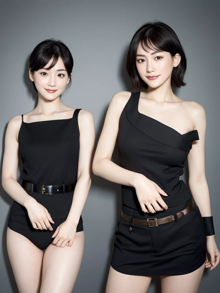 Highest quality、masterpiece、8k、Very detailed、Realistic、Looking at me with a smile、whole body、Black Hair、Short Hair、Small face、Slender、Big Breasts、Thin and beautiful legs、narrow and constricted waist,、(Police uniform:1.2)
