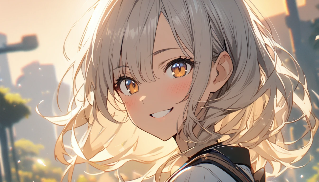 1 girl, smile