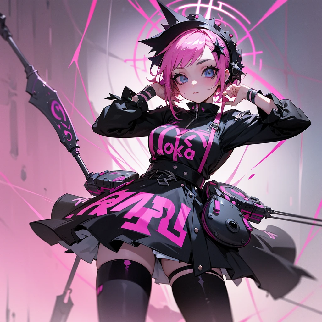 araffe girl with pink hair and a crown on her head, dressed in punk clothes, dressed in crustpunk clothes, anime girl cosplay, cybergothic, wearing a punk outfit, Kerli Koiv as Anime Girl, 1 7 Year Old Goth Anime Girl, Beautiful Delfina, anime cosplay, with pink hair, anime girl in real life, punk girl