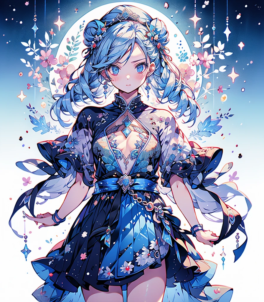 masterpiece, super high quality, ( 非常にdetailedなオリジナルイラスト),1 person,Ice Princess,Around the ice, Frosty Theme,( 輝く黄colorい目:1.2), A light, cold smile, Arrogant look, Sexy Russian costume, blue crystal jewelry, Ice blue glowing tattoo,detailed,Realistic,4K High Definition,Mappa Studio,masterpiece,Highest quality,Official Art,figure,Clear lines,(nice_color),Perfect composition,Fantasy,Concentration,Front facing,No text