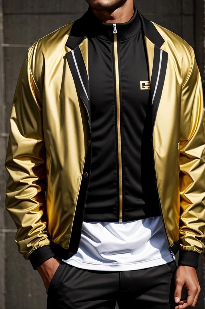 Sports jackets with black colors, gold and white