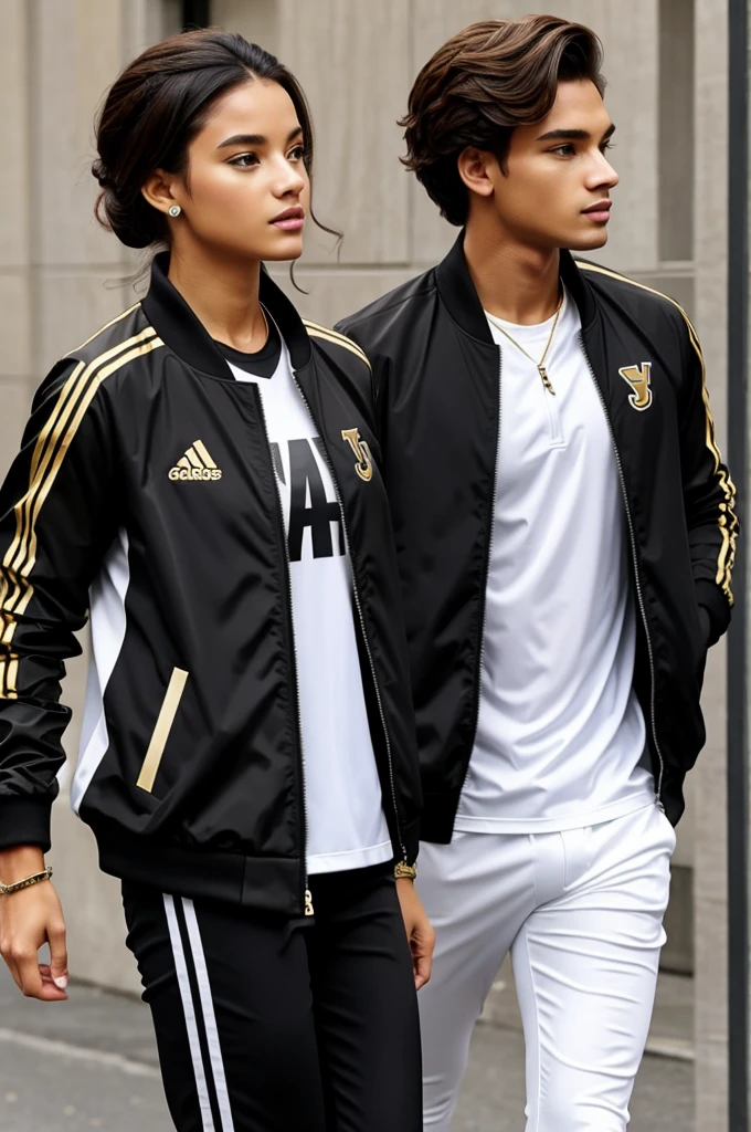 Sports jackets with black colors, gold and white