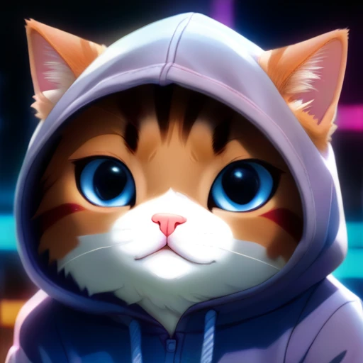 psychedelic beam score_9, score_8_up, source_anime, animal focus, no humans, nekoemoji, cat, hood up, shaded face,
background psychedelic style