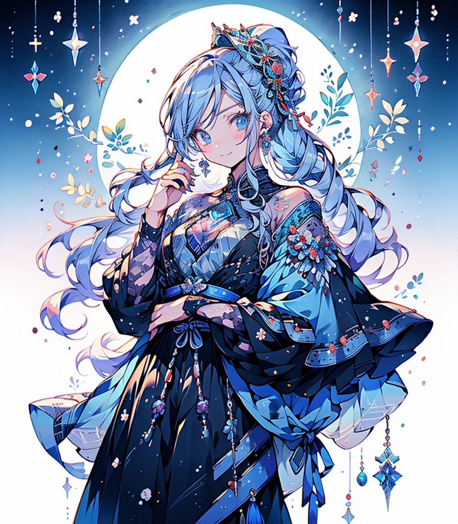 masterpiece, super high quality, ( 非常にdetailedなオリジナルイラスト),1 person,Ice Princess,Around the ice, Frosty Theme,( 輝く黄colorい目:1.2), A light, cold smile, Arrogant look, Sexy Russian costume, blue crystal jewelry, Ice blue glowing tattoo,detailed,Realistic,4K High Definition,Mappa Studio,masterpiece,Highest quality,Official Art,figure,Clear lines,(nice_color),Perfect composition,Fantasy,Concentration,Front facing,No text