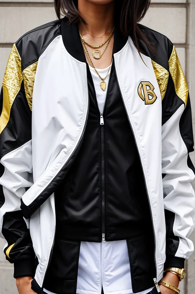 Sports jackets with white colors, black and gold 