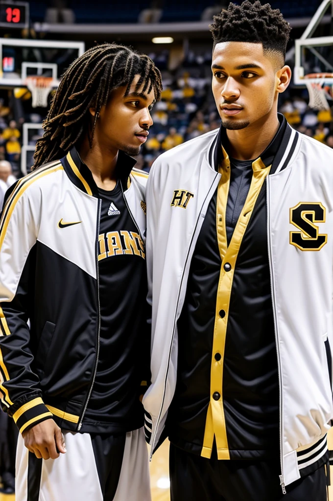 Sports jackets for basketball with white colors, black and gold