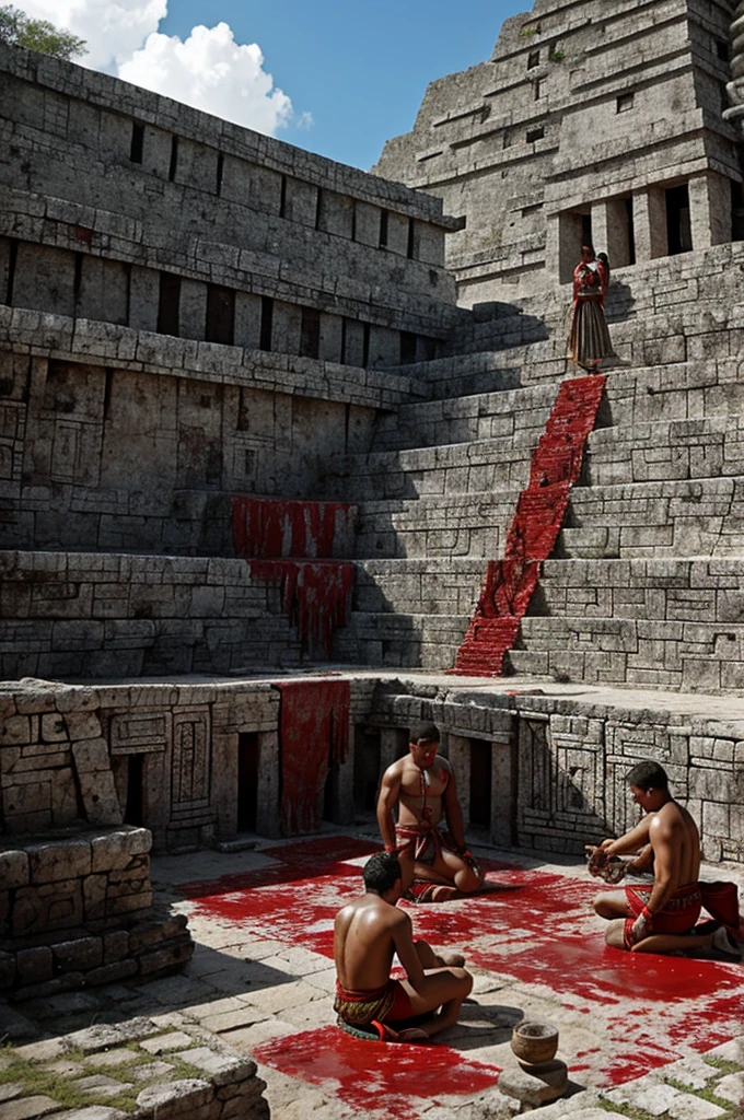 Mayan sacrifice of humans bathed in blood