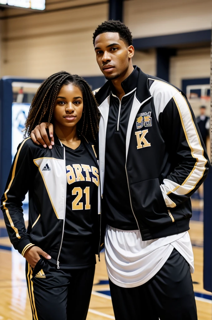 Black basketball sports jackets, white and gold