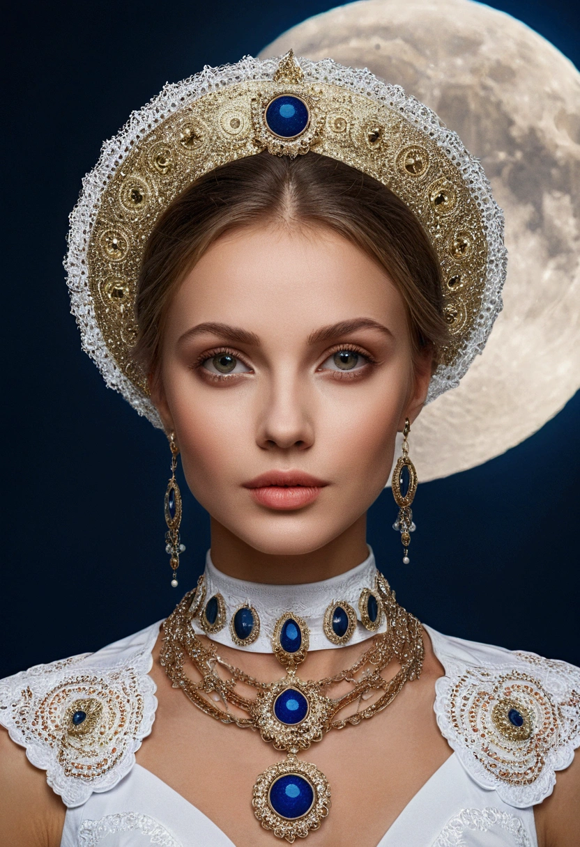 modern beautiful ukranian woman at moon day
