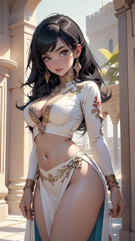 ((((indian girl)))),
girl,((black_body:1.3, black_face:1.3, completely black_skin:1.3)),(large breasts:1.4),saggy breasts,((((black_hair)))),(((black_eyes:1.3))),intricate eyes,beautiful detailed eyes,symmetrical eyes,(((lustrous skin:1.5,bright skin: 1.5,shiny skin,very shiny skin,shiny body))),(spider lower abdomen,narrow waist,wide hip,bimbo body,inflated legs,thick thighs),(((detailed face))),
(cute,slutty,sensual,seductive look,seductive,((erotic)),opulent,sumptuous,longingly,((nsfw)),
(arabian clothes, harem outfit, arabian dancing girl, belly dancer outfit, sex slave, jewelry, sheer loincloth, pelvic curtain, midriff, bracelets,),(arabian jewelry,intricate necklace),(((intricate outfit,intricate clothes))),(((intricate outfit,intricate clothes,embroidered outfit,ornate outfit))),
(dynamic pose:1.0),embarrassed,(centered,scale to fit dimensions,Rule of thirds),
inside,indoor,((palace in Arabia, palace in Arabia background)),scenery:1.25,((intricate scenery)),
(Glossy winter ornaments),highres,sharp focus,(ultra detailed,extremely detailed),(photorealistic artwork:1.37),(extremely detailed CG unity 8k wallpaper),(((vibrant colors,vibrant theme))),(intricate),(masterpiece),(best quality),artistic photography,(photography taken by sldr),(intricate background),perfect rendered face,perfect face details,realistic face,photo realistic,((intricate detail)),(((realism))),