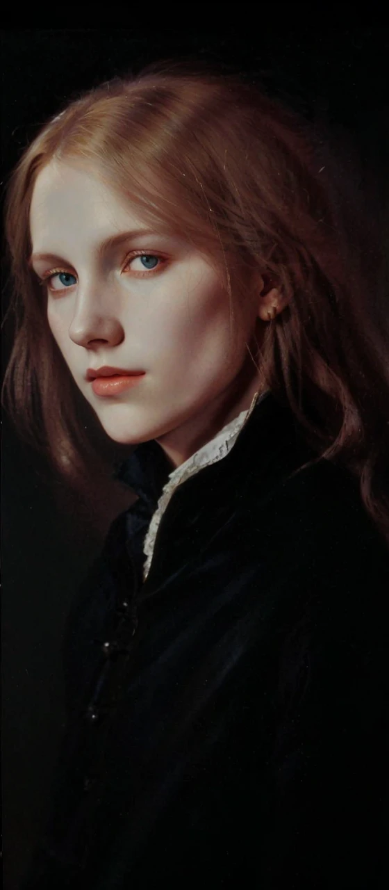 Portrait of Christopher Marlowe, white skin, piercing icy blue eyes, silky golden-brown hair, refined features, charp jawline, clean shaved, black Elizabethan velvet jerkin, embroidered velvet doublet, white laced shirt, art deco style, Alphonse Mucha style, high quality