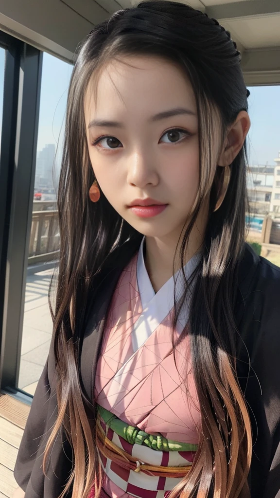 Cute Japanese woman, (16 years old), (Very cute face: 1.3), White and moisturized skin,
BREAK,
Fighter, Kung Fu fighter, Idol,
BREAK,
(Wearing cute kimono: 1.3), (Very revealing kimono), Very large earrings, Short length,
BREAK,
(Long hair), (Gray hair), (Wavy hair), (Gradient pink hair: 1.3), (Red hair at the ends),
BREAK,
(Realistic: 1.3), Masterpiece, Perfect lighting, (Ultra high resolution), (8K), (Very detailed: 1.4), (From the front), Looking at the camera, Melancholic expression, (Full body),
BREAK,
(Japanese city streets: 1.2), (Great fire in the background),
BREAK,
(Demon Slayer: 1.4),
BREAK,
(Hellfire: 1.2), Demon,
