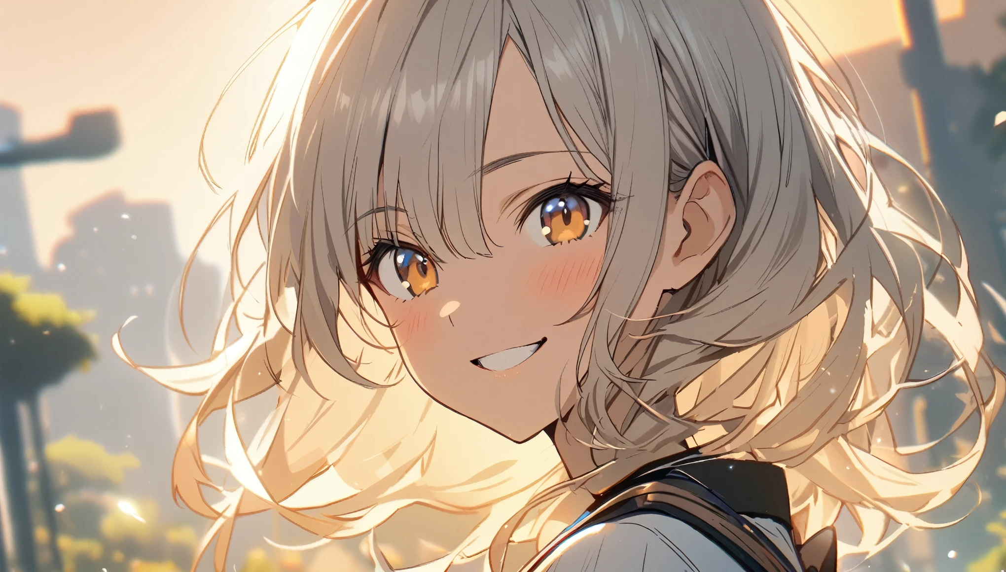 1 girl, smile