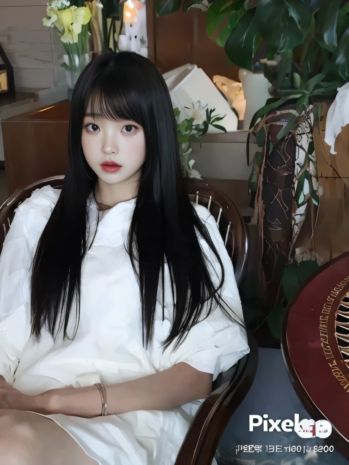 Close-up of a woman with long hair wearing a white shirt, Southeast Asian with round face, korean girl, beautiful south korean woman, asian guy, asian features, jennie pink black, Young cute pale asian face, ulzzang, cruel korean gothic girl, beautiful asian girl, beautiful aesthetic face, Young adorable korean face, with very thin lips, asian girl
