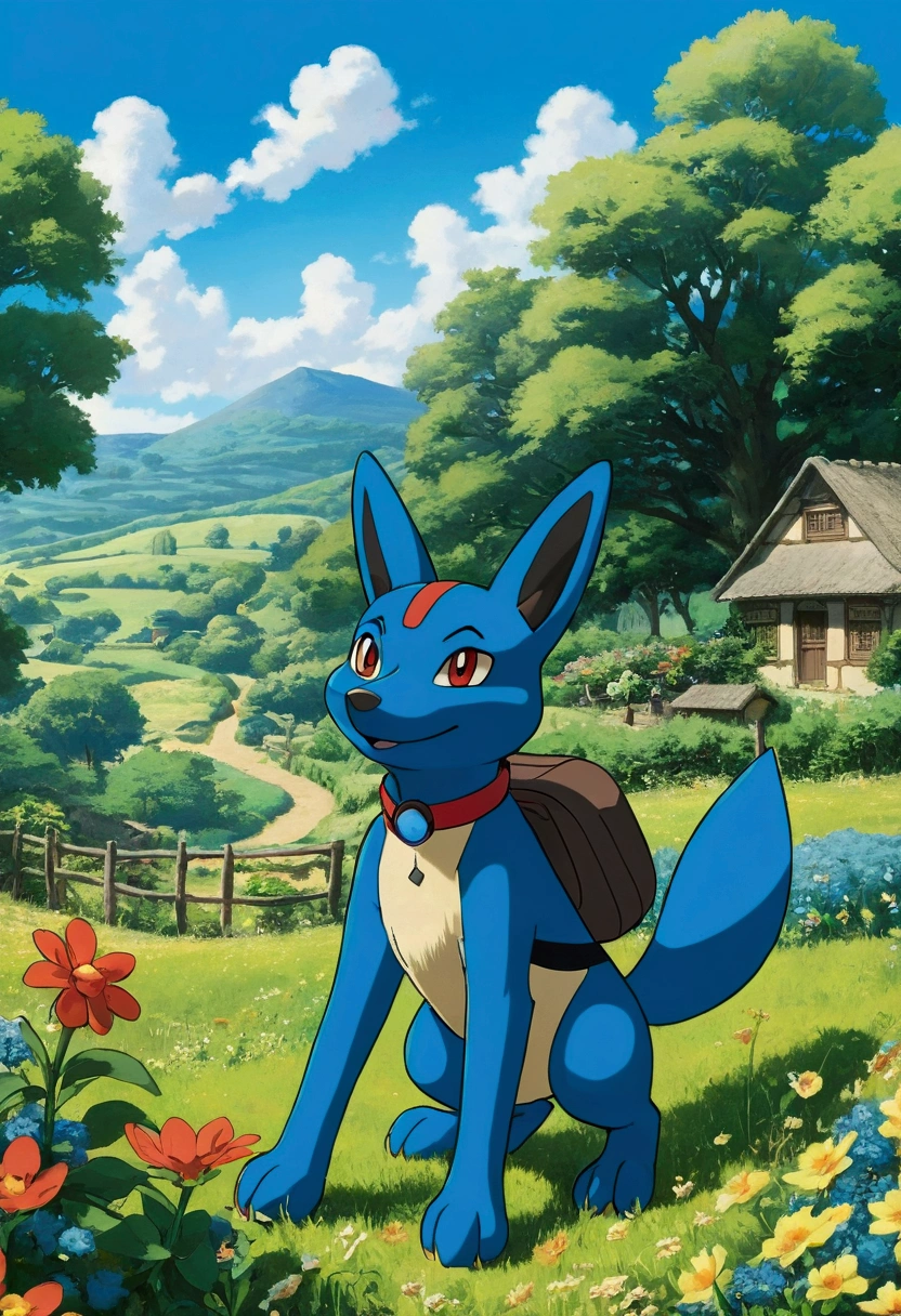 Ghibli　summer　countryside　Lucario