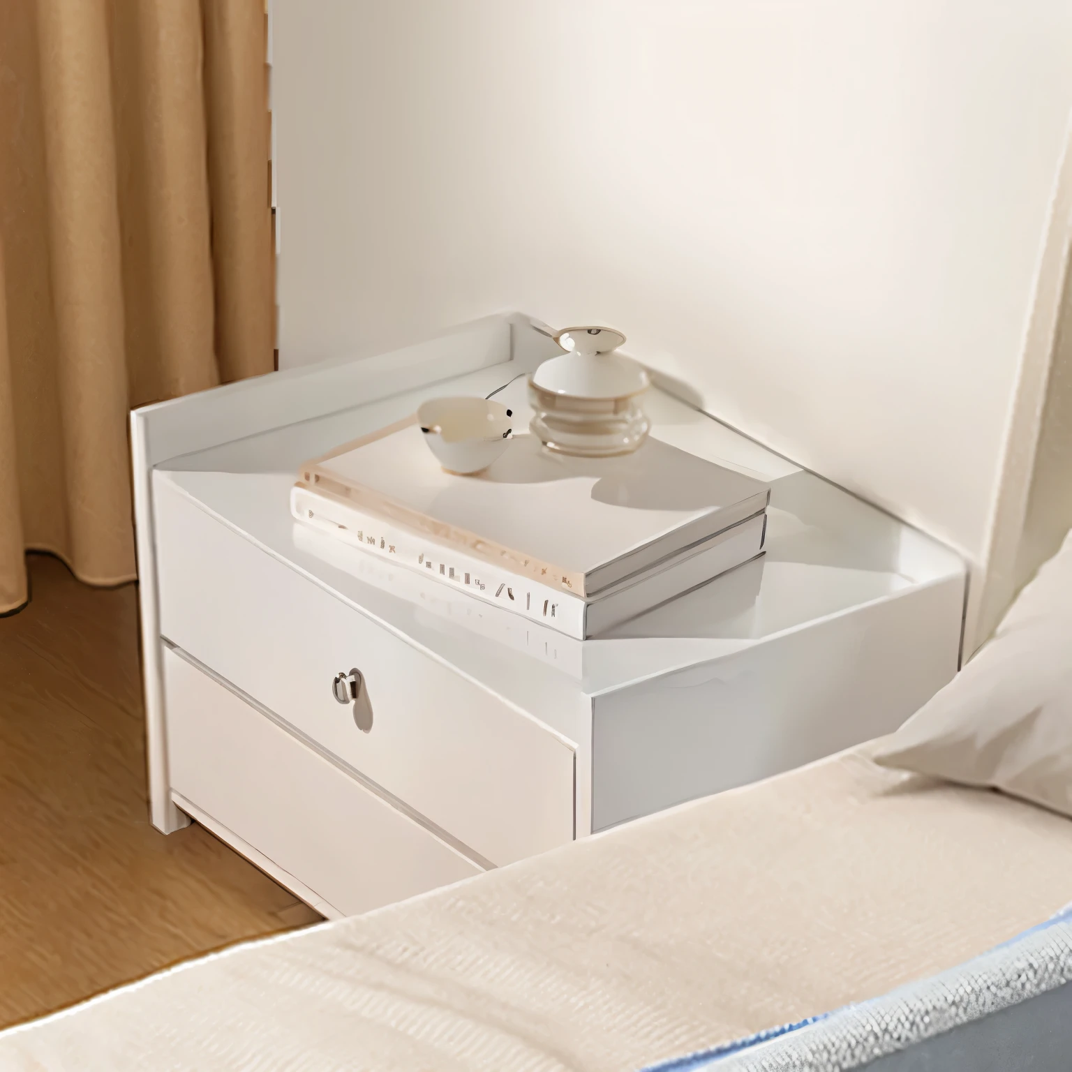 Cream style bedside table,vase
