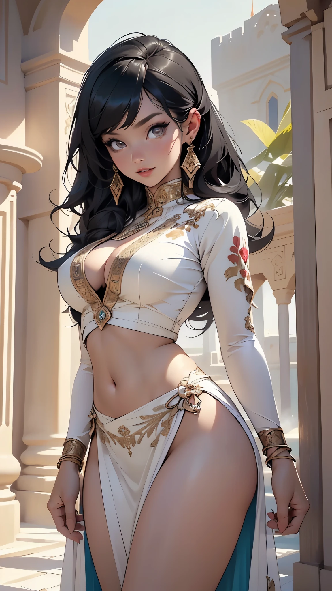((((indian girl)))),

girl,((black_body:1.3, black_face:1.3, completely black_skin:1.3)),(large breasts:1.4),saggy breasts,((((black_hair)))),(((black_eyes:1.3))),intricate eyes,beautiful detailed eyes,symmetrical eyes,(((lustrous skin:1.5,bright skin: 1.5,shiny skin,very shiny skin,shiny body))),(spider lower abdomen,narrow waist,wide hip,bimbo body,inflated legs,thick thighs),(((detailed face))),

(cute,slutty,sensual,seductive look,seductive,((erotic)),opulent,sumptuous,longingly,((nsfw)),

(arabian clothes, harem outfit, arabian dancing girl, belly dancer outfit, sex slave, jewelry, sheer loincloth, pelvic curtain, midriff, bracelets,),(arabian jewelry,intricate necklace),(((intricate outfit,intricate clothes))),(((intricate outfit,intricate clothes,embroidered outfit,ornate outfit))),

(dynamic pose:1.0),embarrassed,(centered,scale to fit dimensions,Rule of thirds),

inside,indoor,((palace in Arabia, palace in Arabia background)),scenery:1.25,((intricate scenery)),

(Glossy winter ornaments),highres,sharp focus,(ultra detailed,extremely detailed),(photorealistic artwork:1.37),(extremely detailed CG unity 8k wallpaper),(((vibrant colors,vibrant theme))),(intricate),(masterpiece),(best quality),artistic photography,(photography taken by sldr),(intricate background),perfect rendered face,perfect face details,realistic face,photo realistic,((intricate detail)),(((realism))),
