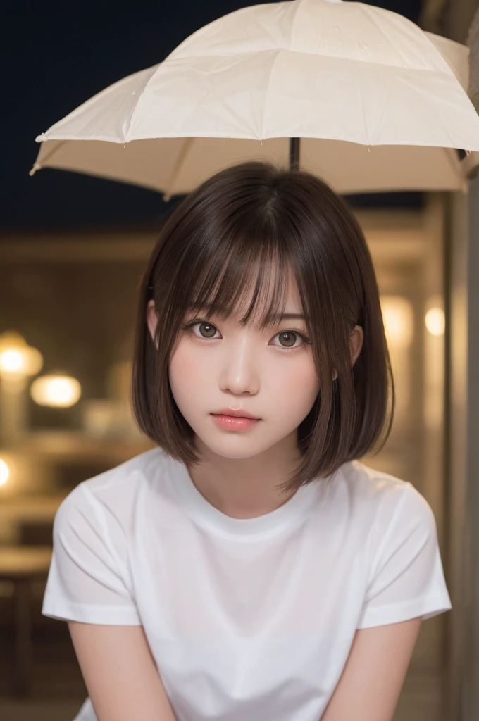 masutepiece, Best Quality, 8K, 8years old, , Raw photo, absurderes, award winning portrait, Smile, Solo, (Night:1.8), Idol face, Delicate girl, Upper body,(mischievous sailor suit) 、Digital SLR, Looking at Viewer, Candid, Sophisticated,Thin arms, Professional Lighting, Film grain, chromatic abberation, (Eyes and faces with detailed:1.0), (Bokeh:1.1) , (Idol :1.1) , closes mouth , A dark-haired , drooing eyes