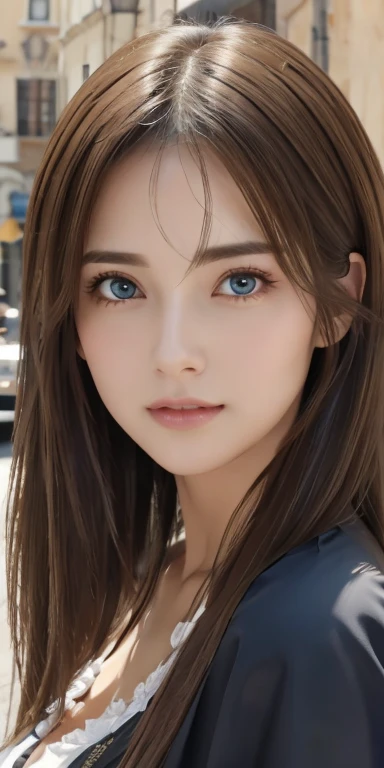 Realistic、Highest quality、Highest quality、masterpiece、Ultra-high resolution、RAW Photos、Realistic、Bright lighting、Face Light、Smooth Professional Lighting、Looking into the camera、alone、Adult female、Beautiful woman、Super Beauty、Realistic肌、Moisturized Skin、Realistic eyes and faces、Perfect model body shape、Beautiful Eyes、Big eyes、Inconspicuous tear bags、slim、big breasts of medium size、Beautiful fingers、Long Hair、Black Hair、black eye、Looks happy、Cowboy Shot、(Both ears are hidden by hair)、(((Witch Costume)))、Fantasy World、Medieval European streets
